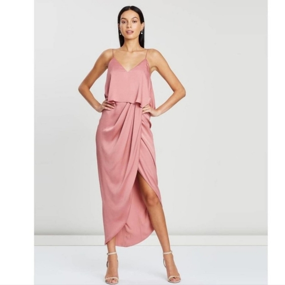 Shona Joy Dresses & Skirts - Shona Joy Luxe Draped Frill Cocktail Dress in Rose